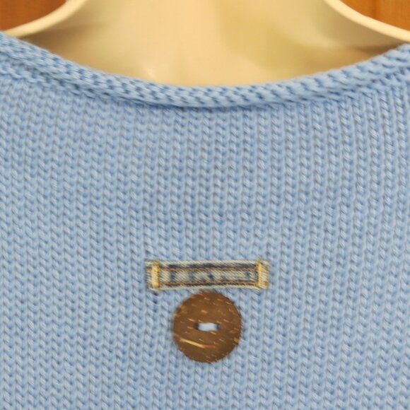 Shannon Passero Blue Marion Pullover Sweater 100% Cotton Denim Pocket Large - Picture 10 of 13